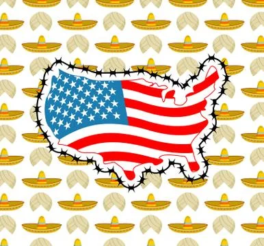 US Map with barbed wire. America closes border in relation to immigrants an.. Stock-Illustration