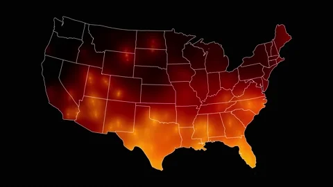 Us map on fire Stock Footage 131549900