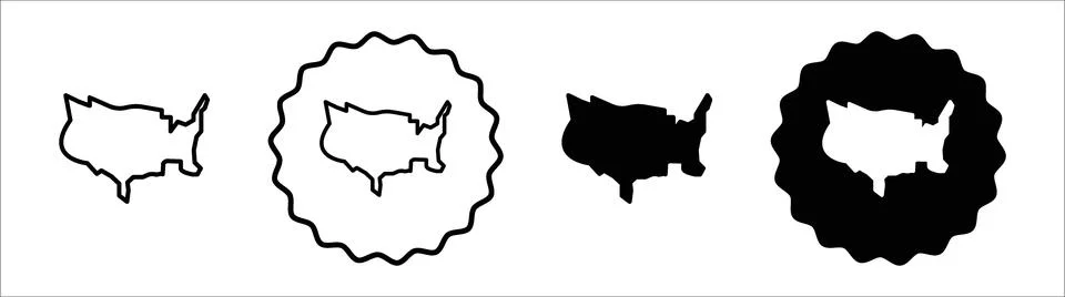 US map icon symbol set collection. US map simple vector sign bundle Ilustração Stock