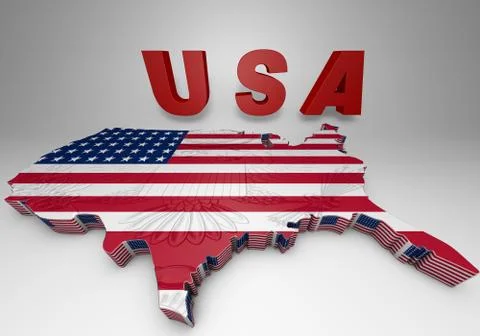 U.s.a. mapped flag in 3d illustration . Иллюстрация