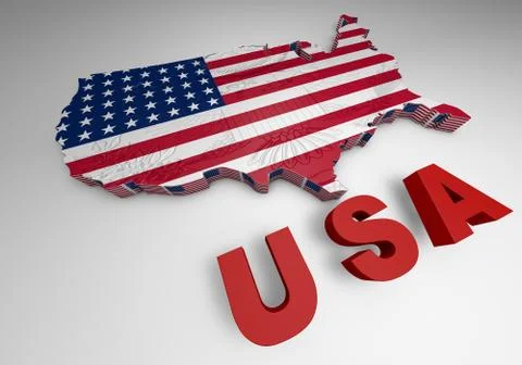 U.s.a. mapped flag in 3d illustration . Illustration