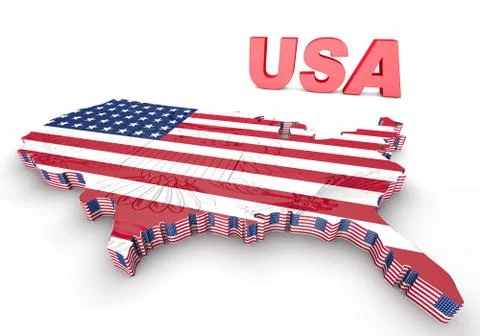 U.s.a. mapped flag in 3d illustration . Иллюстрация