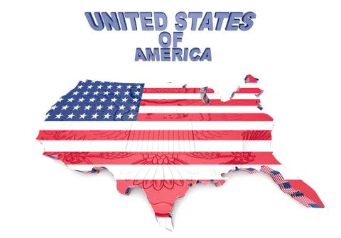 U.s.a. mapped flag in 3d illustration . Иллюстрация