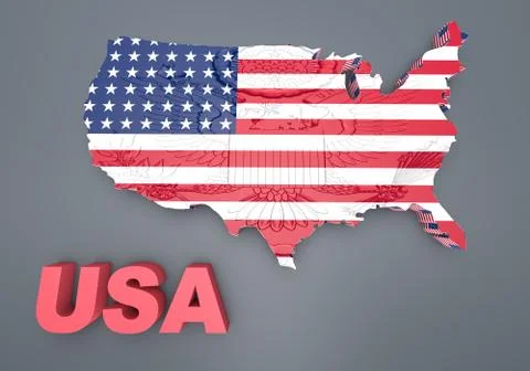 U.s.a. mapped flag in 3d illustration . Stock-Illustration