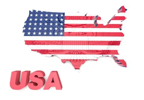 U.s.a. mapped flag in 3d illustration . Stock-Illustration