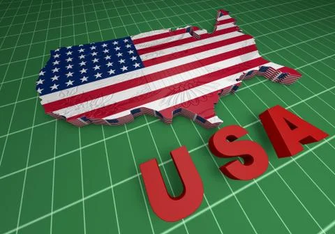U.S.A. mapped flag in 3D illustration . Illustrazione stock