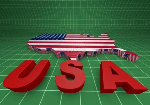 U.S.A. mapped flag in 3D illustration . Illustrazione stock