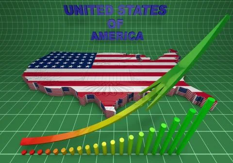 U.S.A. mapped flag in 3D illustration . Illustration