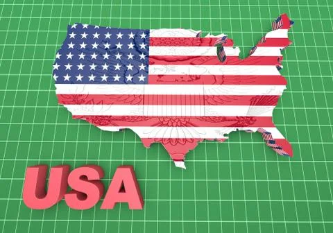 U.S.A. mapped flag in 3D illustration . Illustration