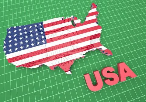 U.S.A. mapped flag in 3D illustration . Illustrazione stock