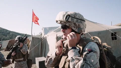 U.S. Marine Corps flag evolving in the wind Stock Footage 248228212