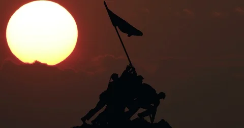 U.S. Marine Corps War Memorial Sunset Timelapse, Iwo Jima Memorial Stock Footage 117307439