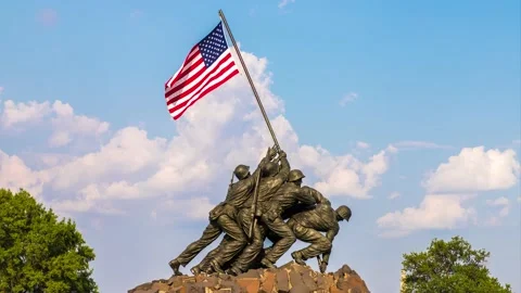 US Marine Corps War Memorial in a sunny day in Washington Stock Footage 168587642