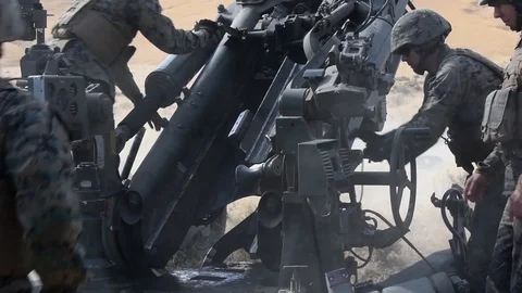 U.S. Marine force reserves load and fire... | Stock Video | Pond5