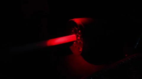 U.S. Marine using red night vision light to load UH-1Y Venom with missile Video stock 254557518