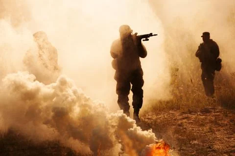 US Marines in action Stock Photos
