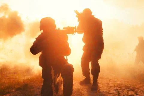 US Marines in action Stock Photos