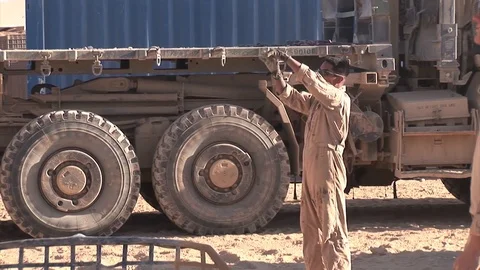 U.S. Marines back haul Class 7 items from Forward Operating Base Edinburgh-2011 Stock Footage 106041348