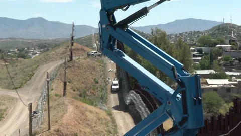  U.S. Marines carry out reinforcement work along the border wall  Stock Footage 334839012