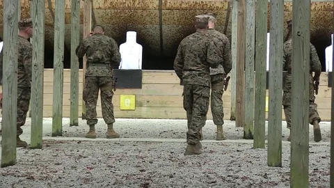 U.S. Marines combat pistol training program at Camp Lejeune Stock Footage 82299187