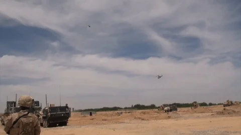 U.S. Marines conduct a combat logistics patrol to Forward Operating Base - 2013 Stock Footage 103271347