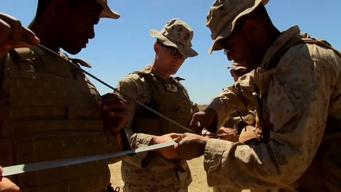 U.S. Marines conduct training on basic Combat Engineer demolitions range - 2014 Stock Footage 100750164