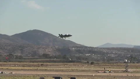 U.S. Marines F-35B Lightning II hovering at Air Station Miramar Stock Footage 258229641