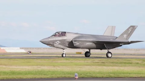 U.S. Marines F-35B Lightning II aircraft taxiing Stock Footage 280971433