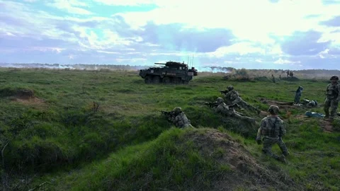 U.S. Marines fire crew-served weapons from bunker Stock Footage 273293877