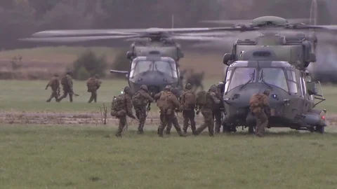 US Marines loading at US Apache helicopter Video stock 120948664