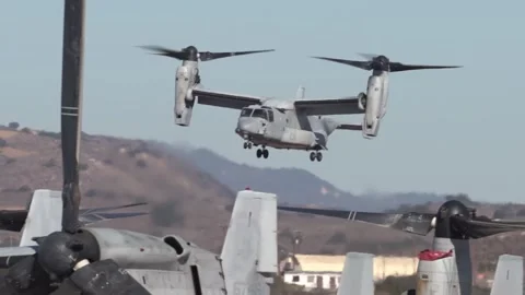 U.S. Marines MV-22 Osprey landing at MCAS Miramar Stock Footage 293684970