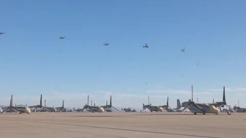 U.S. Marines MV-22 Ospreys arriving at MCAS Miramar on return from deployment Stock Footage 293684958