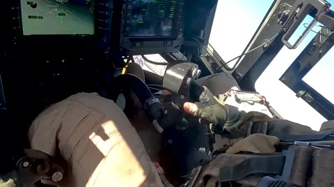 U.S. Marines pilot flying MV-22 Osprey aircraft Stock Footage 232393936