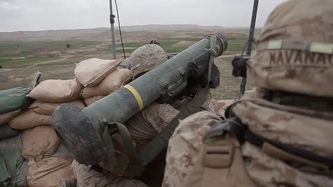 U.S. Marines provide fire support for Afghan Security Forces - 2013 Stock Footage 104831581