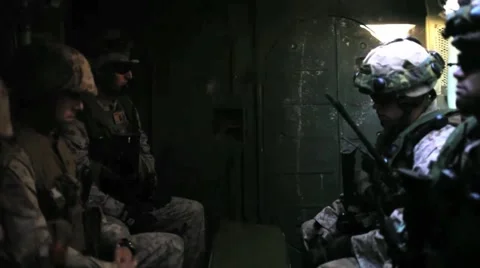 U.S. Marines riding in Tank Stock Footage 40449349