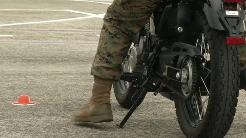 US Marines take basic motorcycle rider course in Iwakuni, Japan Video stock 81432113