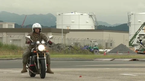 US Marines take basic motorcycle rider course in Iwakuni, Japan Video stock 81432139