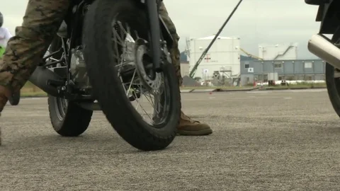 US Marines take basic motorcycle rider course in Iwakuni, Japan Video stock 81432142