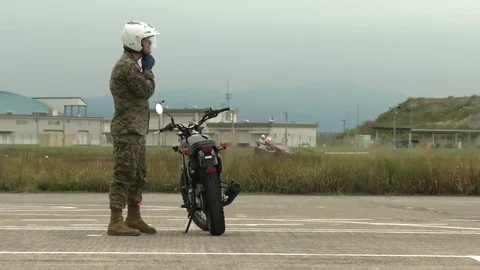 US Marines take basic motorcycle rider course in Iwakuni, Japan Video stock 81432232
