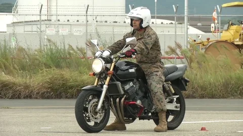 US Marines take basic motorcycle rider course in Iwakuni, Japan Video stock 81432255