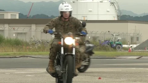 US Marines take basic motorcycle rider course in Iwakuni, Japan Video stock 81432293