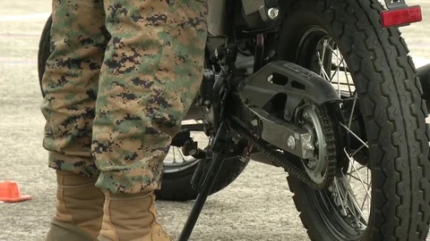 US Marines take basic motorcycle rider course in Iwakuni, Japan Video stock 81432344