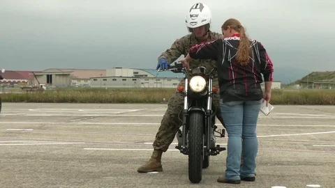 US Marines take basic motorcycle rider course in Iwakuni, Japan Video stock 81432367