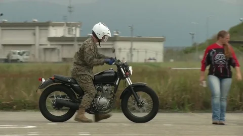 US Marines take basic motorcycle rider course in Iwakuni, Japan Video stock 81432395