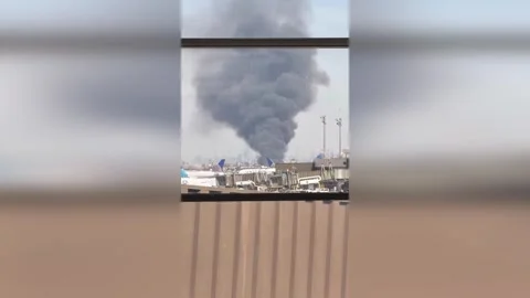 US: Massive Smoke Plume Rises Near Newark Airport As Brush Fire Spreads T... Stock Footage 331621745