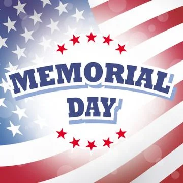 Us memorial day banner with american flag background Stock Illustration