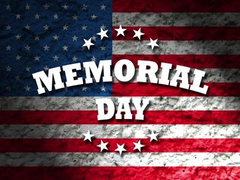 Us memorial day card with american flag grunge style background Stock Illustration