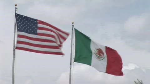 US Mexican Flags Stock Footage 679490