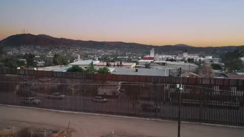 US-Mexico Border Aerials in Tecate California and Tecate Mexico Stock Footage 153059150