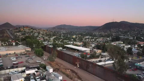 US-Mexico Border Aerials in Tecate California and Tecate Mexico Stock Footage 153059151